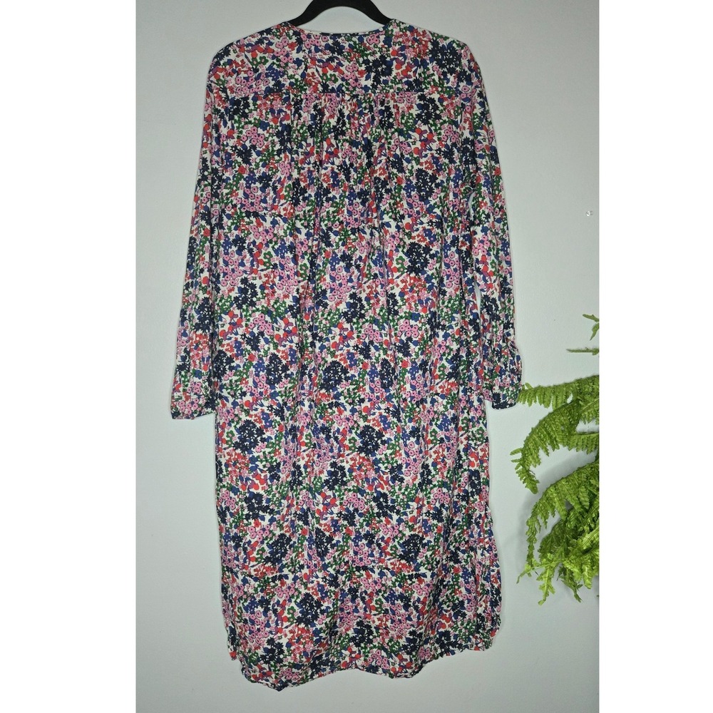 J.Crew Women's Medium Cotton Floral Midi Dress Long Sleeve Popover Multicolor - Picture 4 of 8